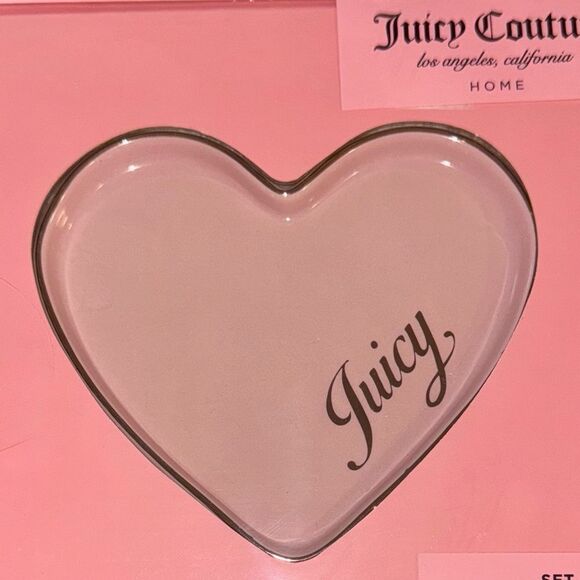 Juicy Couture Home Set of 2 Ceramic Trinket Trays Pink Heart & Red Cherries - Picture 3 of 8